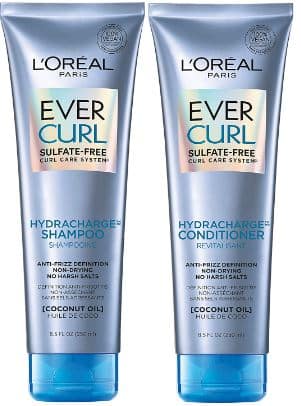 LOreal Paris EverCurl Sulfate Free Shampoo and Conditioner Kit for Curly Hair Lightweight Anti Frizz Hydration Gentle on Curls with Coconut Oil
