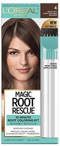 L'Oreal Paris Magic Root Rescue 10 Minute Root Hair Coloring Kit, Permanent Hair Color with Quick Precision Applicator, 100 percent Gray Coverage, 4 Dark Brown, 1 kit