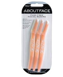 About Face Fuzz-Free Facial Razors for Shaving & Exfoliating - Includes 3 Beauty Groomers - For Face, Lips & Eyebrows,