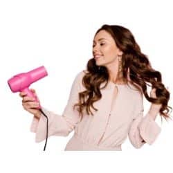 women with hair dryer