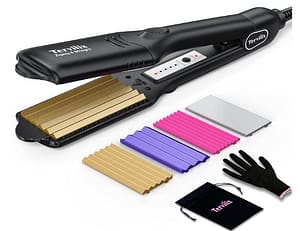 Terviiix Hair Crimper for Women with 4 Interchangeable Plates, Keratin & Argan Oil Infused Crimping Iron for Hair, Volumizing Crimper Hair Iron with 5 Heat Settings & 60 Min Auto Off