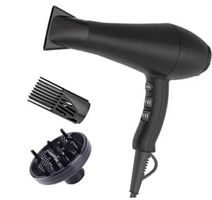 1875W Ionic Hair Dryer with Diffuser, Professional Powerful Fast Dry Blow Dryer with Concentrator Attachments, Adjustable 3 Heat & 2 Speed